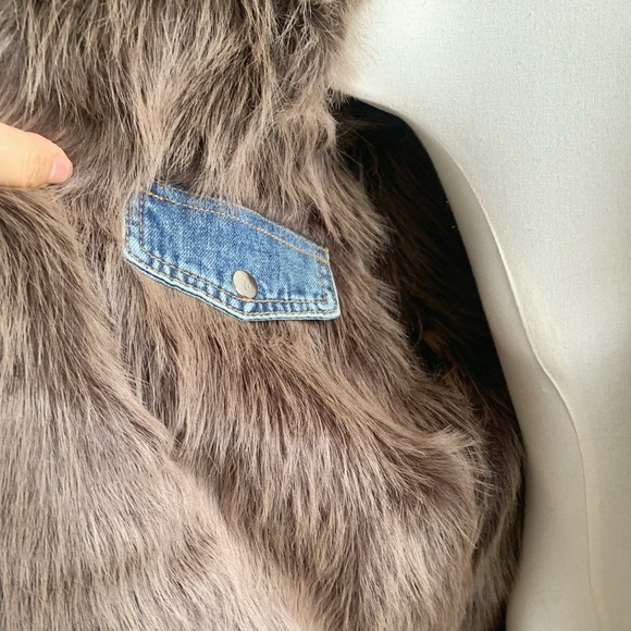 Reversible Denim Faux Fur Coat Heavy Winter Jacket M - Picture 6 of 12